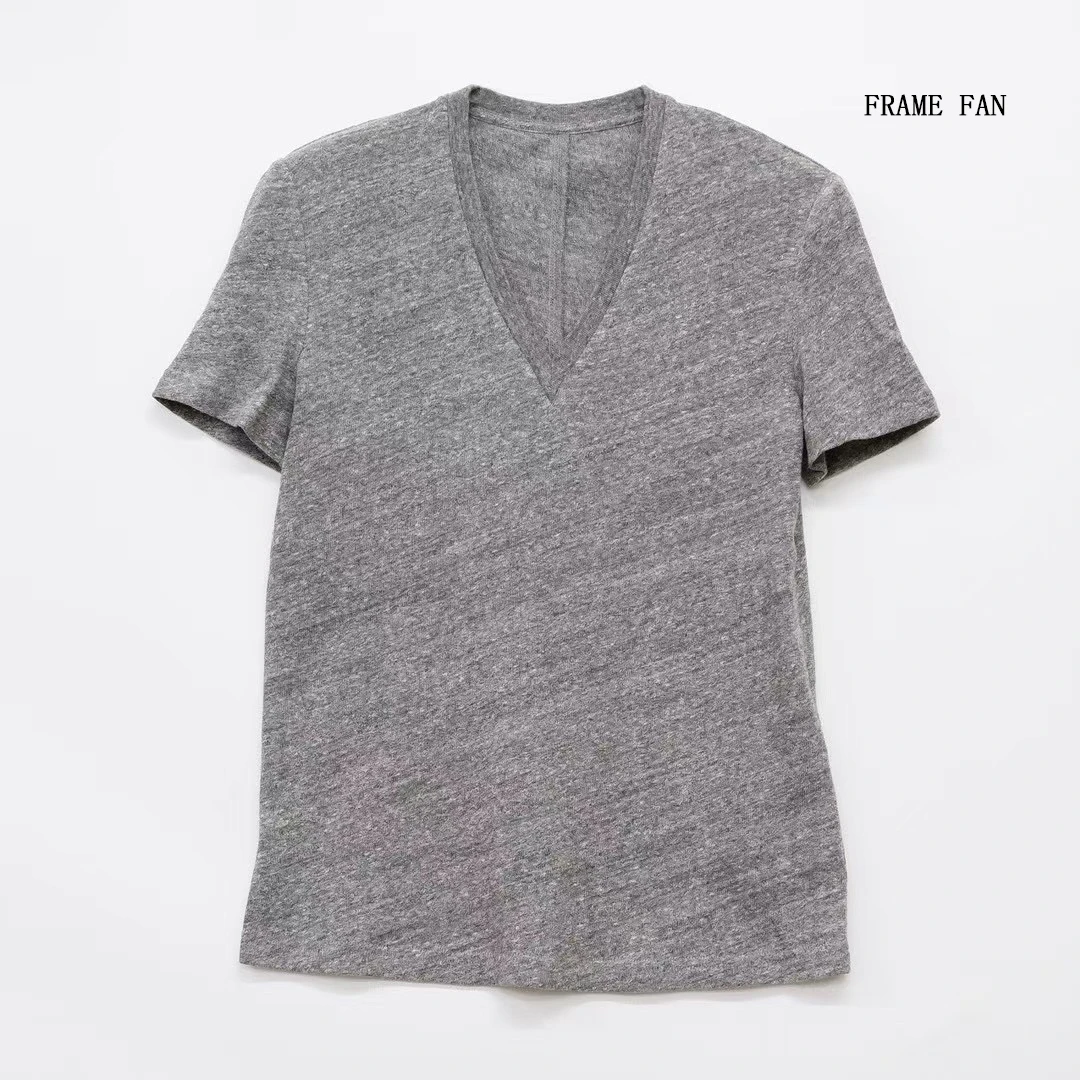 『FRAME FAN 正品』女士高档T恤气质V领短袖舒适春夏上衣FF9317