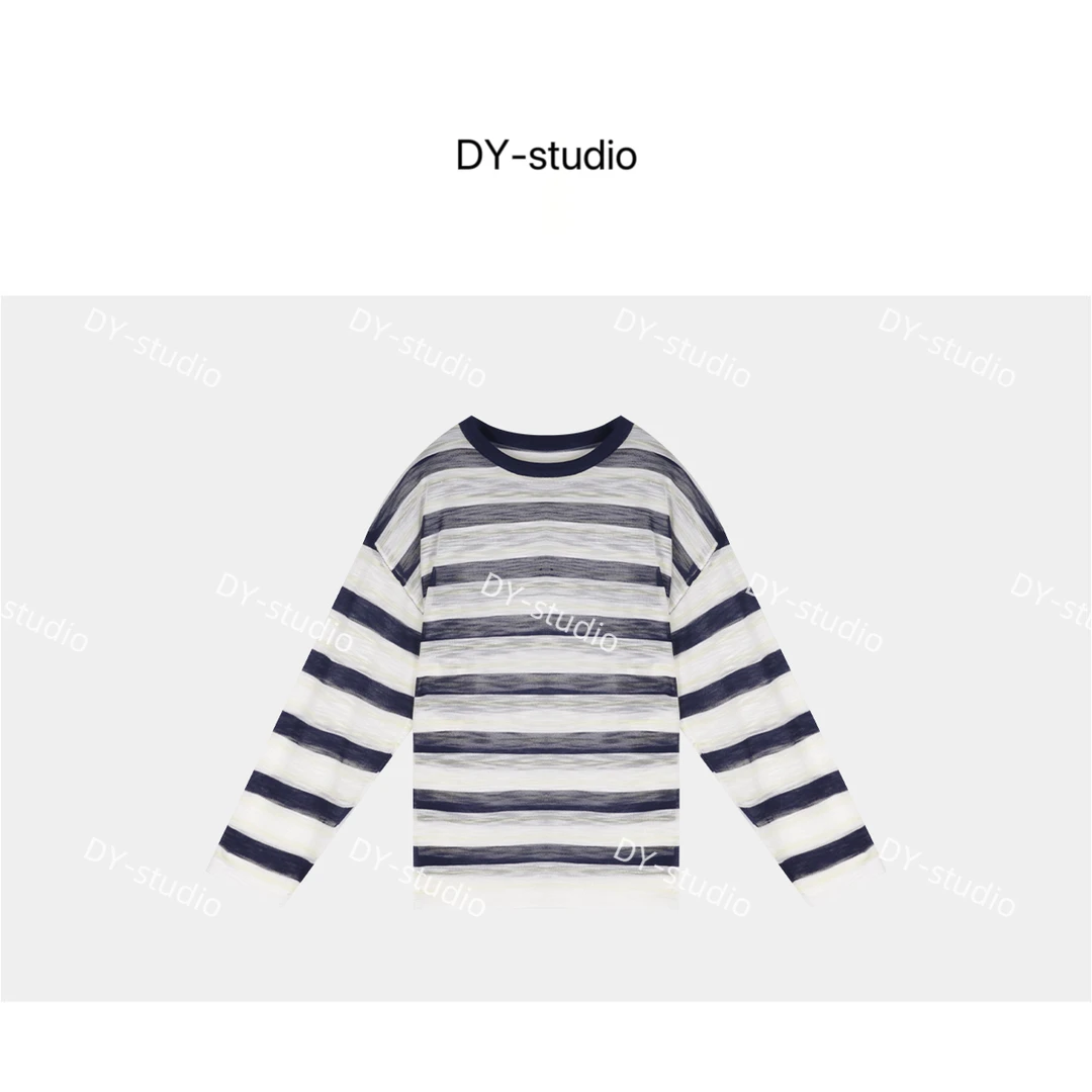 DY-蓝灰条纹防晒tee 2025夏款NEW