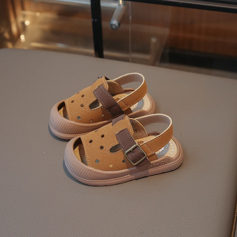 宝宝凉鞋夏季新款女童包头沙滩鞋小童软底学步休闲凉鞋男童1-3岁