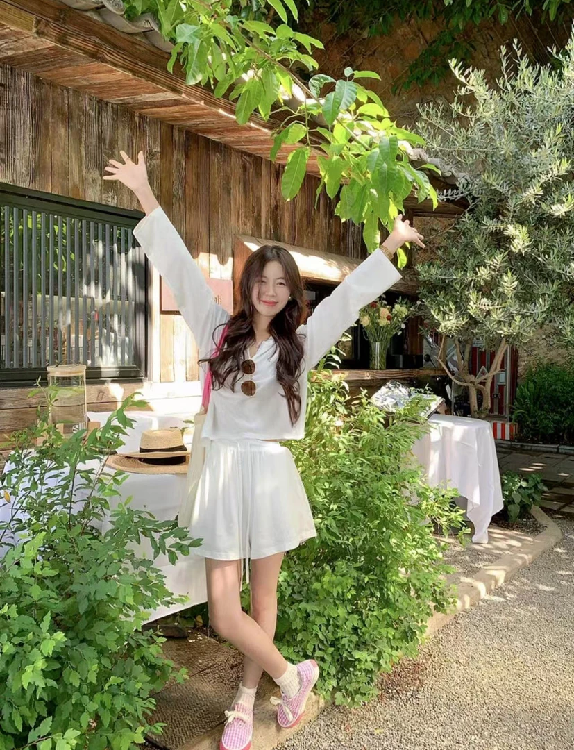 S q防晒衣休闲运动套装休闲衣服女慵懒风格纯欲风女装洋气时髦潮