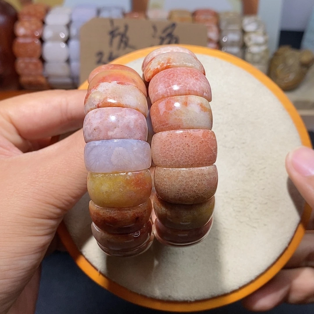 硅化珊瑚（珊瑚玉）手串未镶嵌一****~