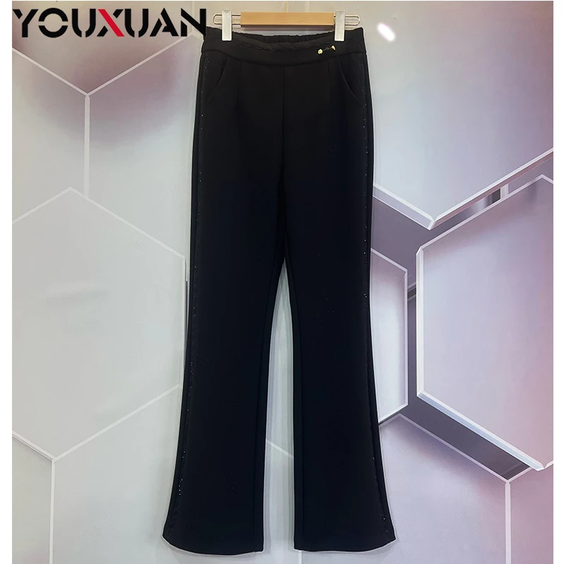 【设计师】2025新款时尚超显瘦显腿长百搭弹力高腰长裤微喇裤59393