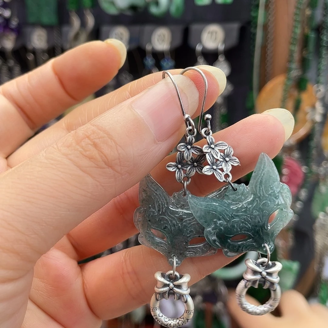 翡翠银S925镶嵌耳饰583yhjhh