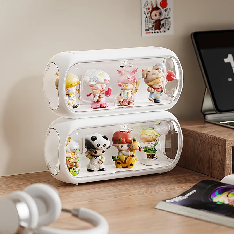 泡泡玛特盲盒收纳展示架免打孔壁挂式防尘太空舱款手办展示收纳盒