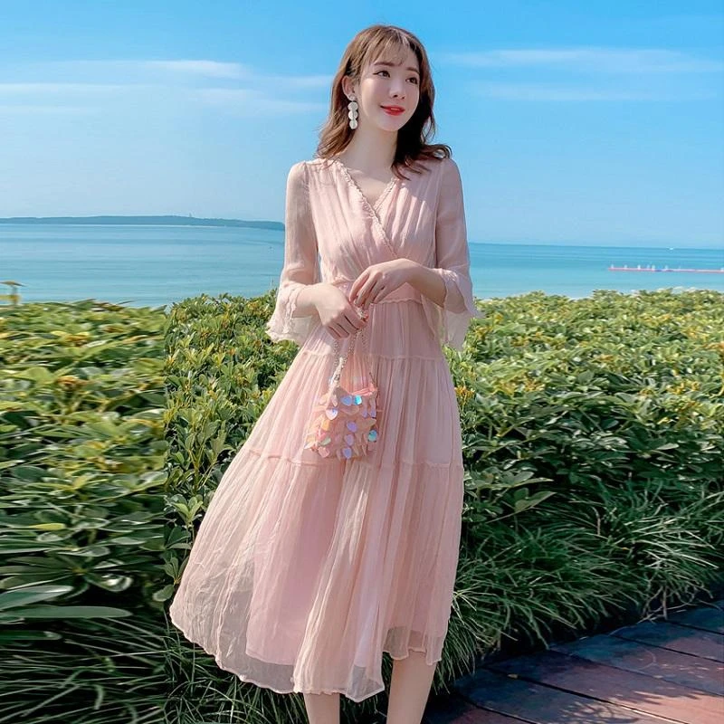 连衣裙女士2024新款夏季高档气质时尚女装仙气长裙