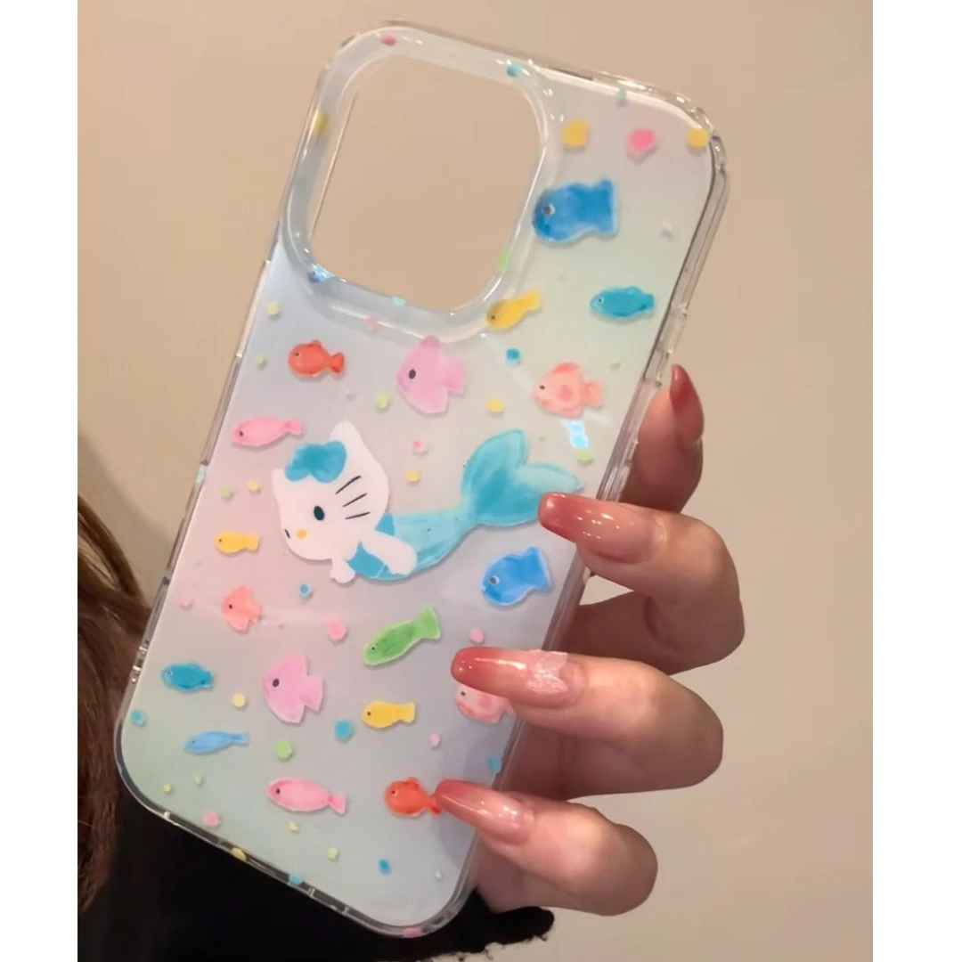 奥菲顿彩色小鱼kt猫适用iPhone1615大孔手机壳华为vivo小米oppo套