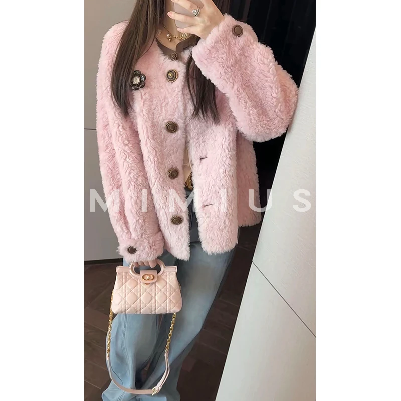 【mimius】P 全羊毛名媛千金花朵胸针外套/只能干洗 G10001