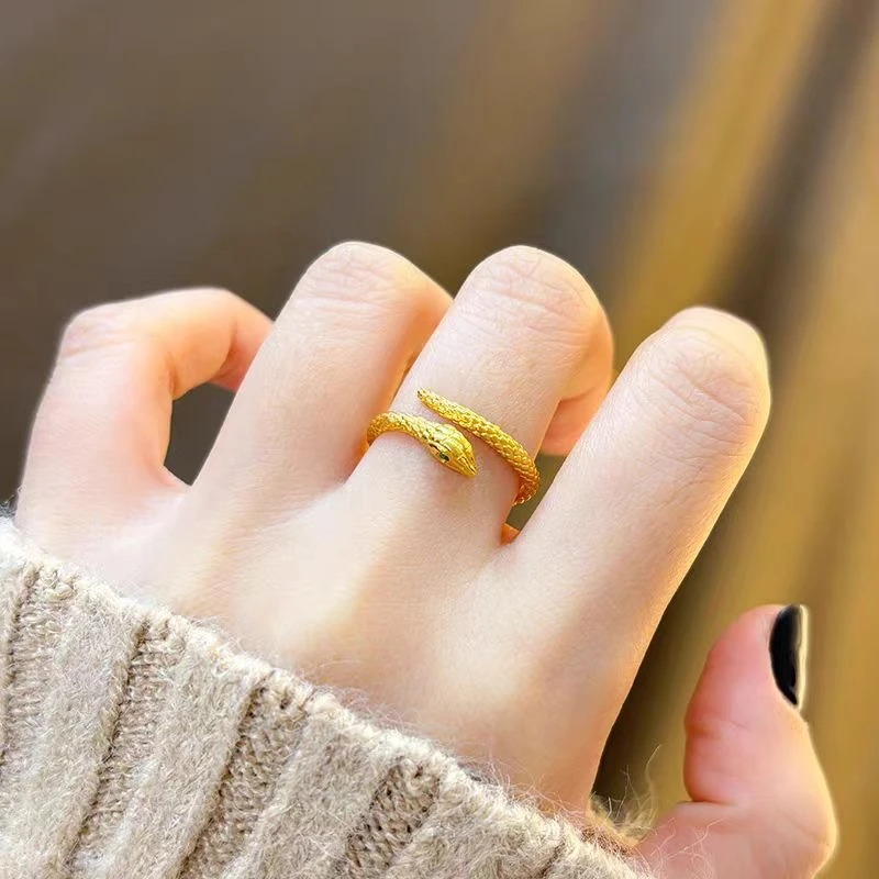 合金戒指 JINGXISHIPIN  灵蛇戒指 小众轻奢ins风 开口可调节