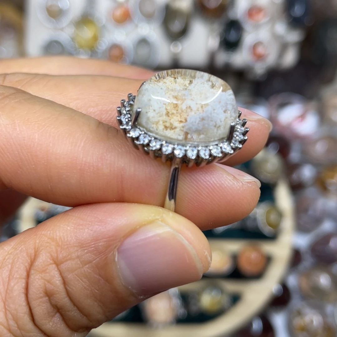 【闪购商品】银S925镶嵌珠宝半成品水晶戒指