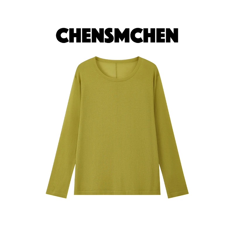 CHENSMCHEN 松弛感醋酸廓形针织衫女休闲宽松显瘦上衣CSZ7037WY