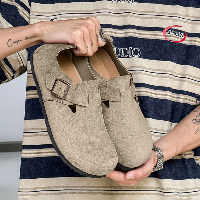 Veselovska【暖昼】情侣厚底勃肯软木软底包头明星同款网红鞋子半拖