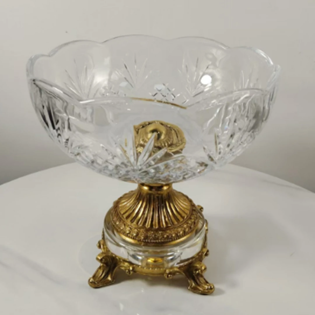 GM174水晶黄铜装饰桌面玄关摆件22*20.5cm