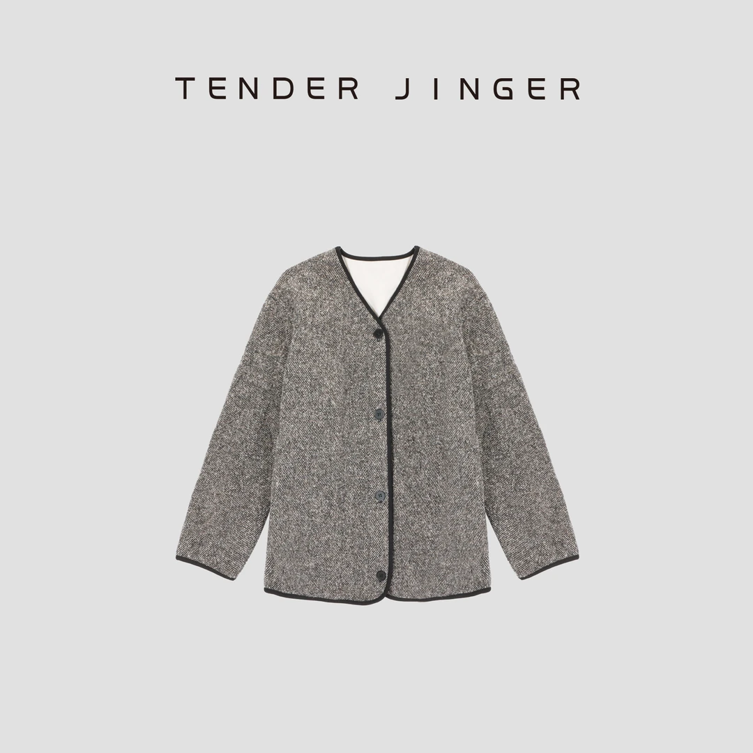 Tender Jinger【天然呼吸感】羊毛混纺单排扣气质外套T54PYS41386