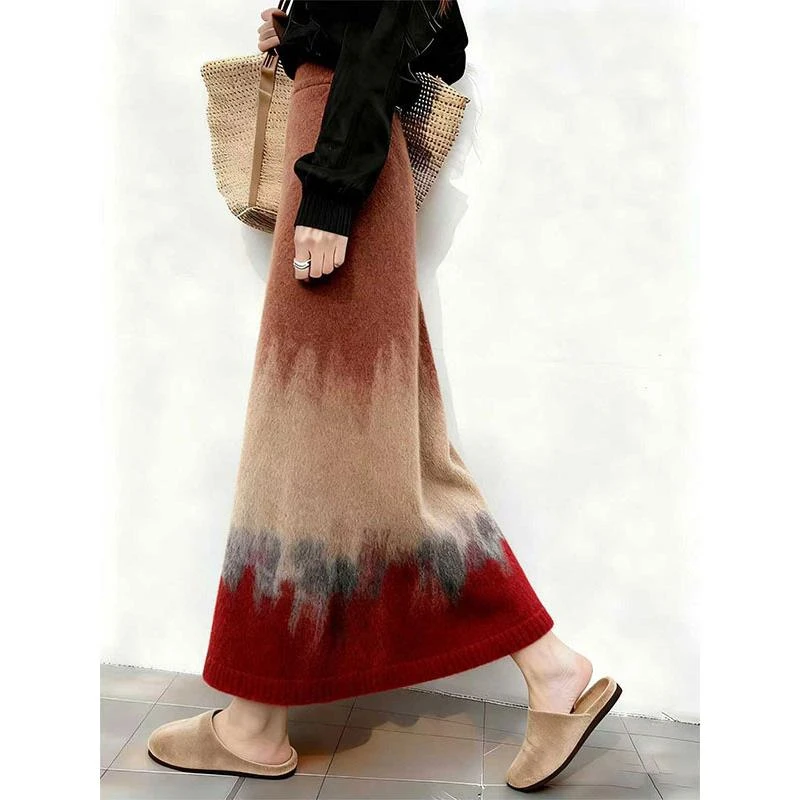 今年流行漂亮高级感渲染半身裙女2025秋季新款高腰显瘦a字裙气质