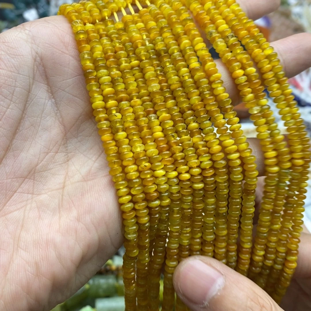 未镶嵌玛瑙/玉髓珠宝半成品一条天然2×4玉化金虎眼石算盘珠