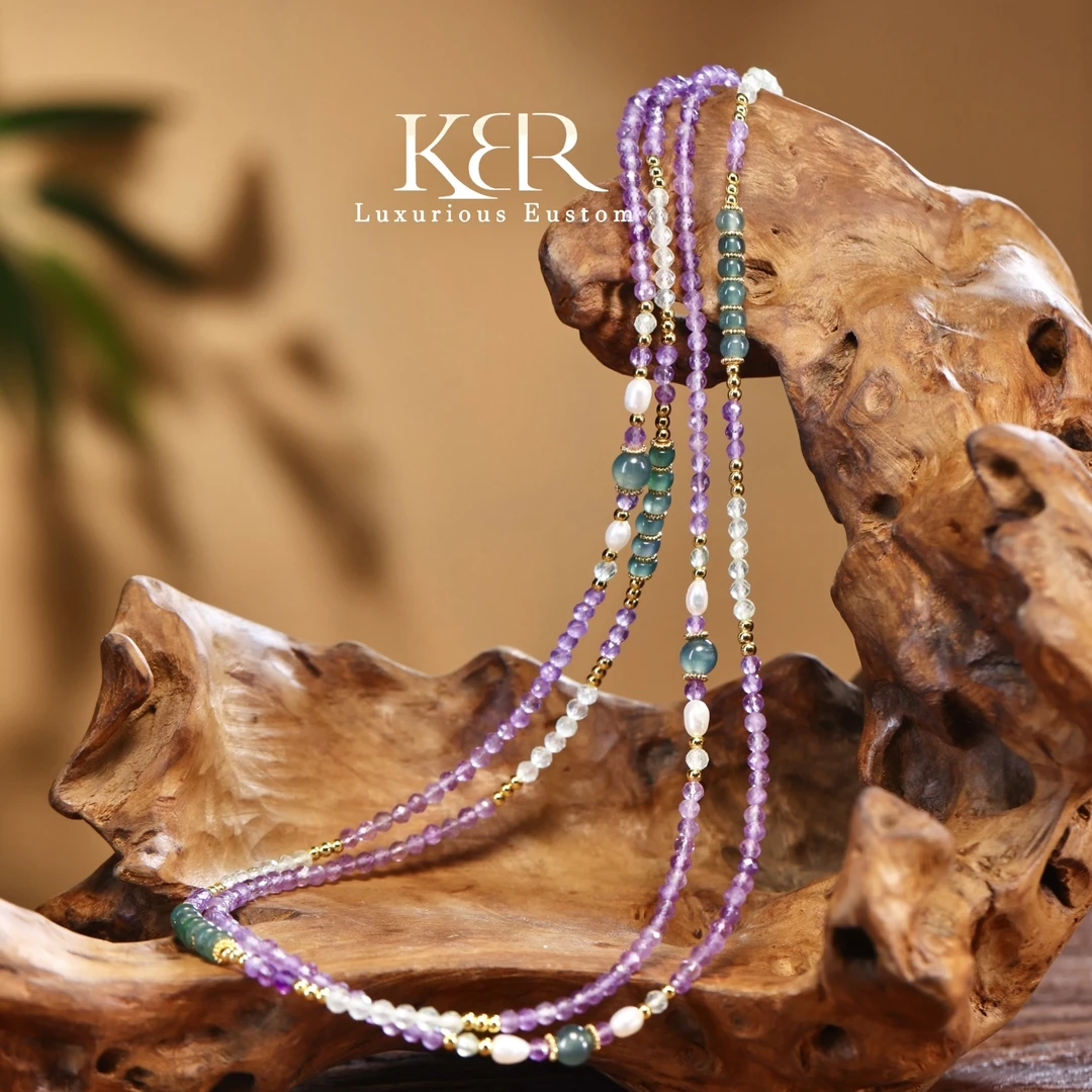 高级定制新款天然A货翡翠水晶项链百搭链简约百搭时尚KBR50519007