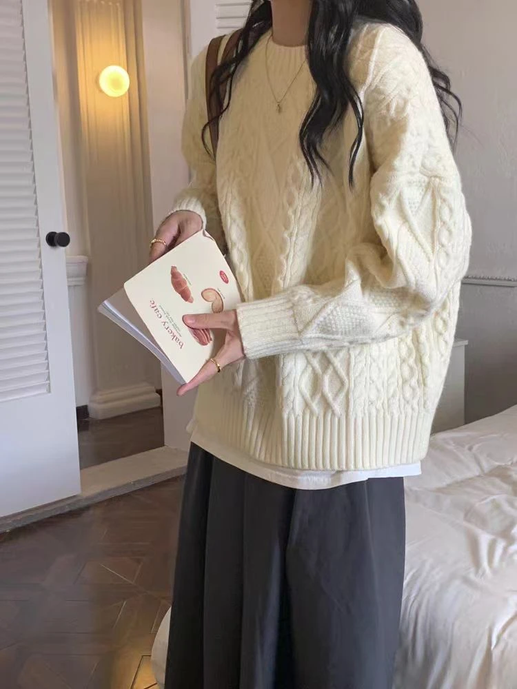 秋季新款复古宽松毛衣（任尔东西南北风）