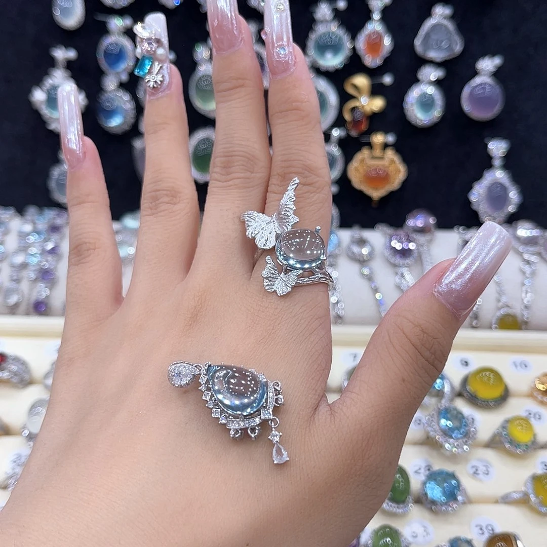 蛇纹石玉银S925镶嵌戒指许*安