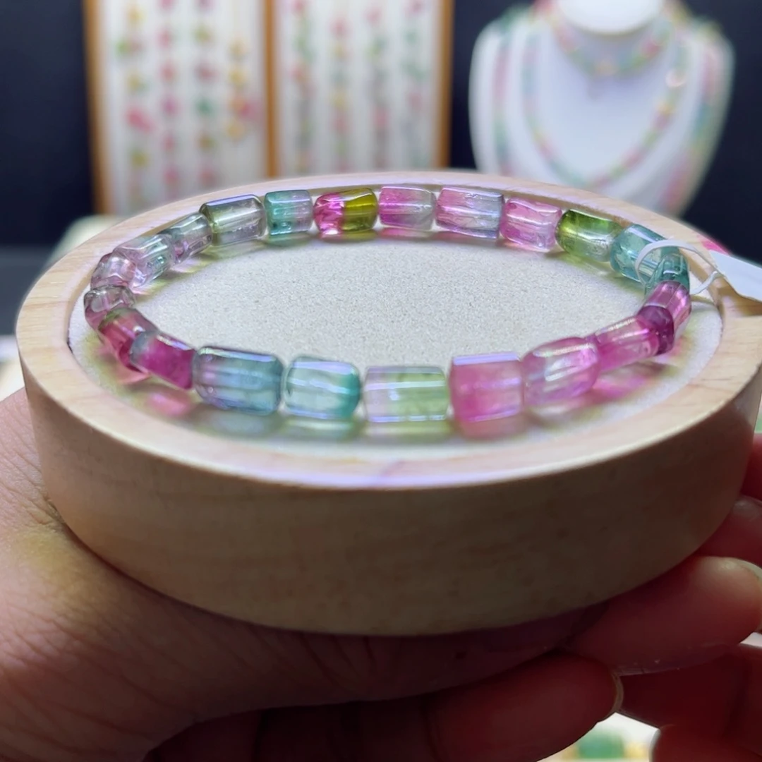 碧玺未镶嵌手链西瓜方糖