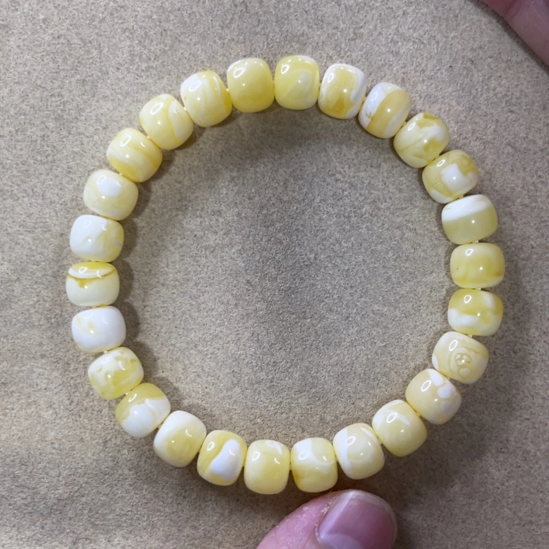 蜜蜡未镶嵌珠宝奇石9mm瓷白腰花