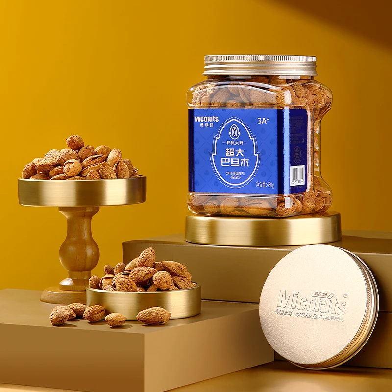 美荻斯超大加州NP巴旦木薄壳罐装奶油味进口坚果大颗粒酥脆