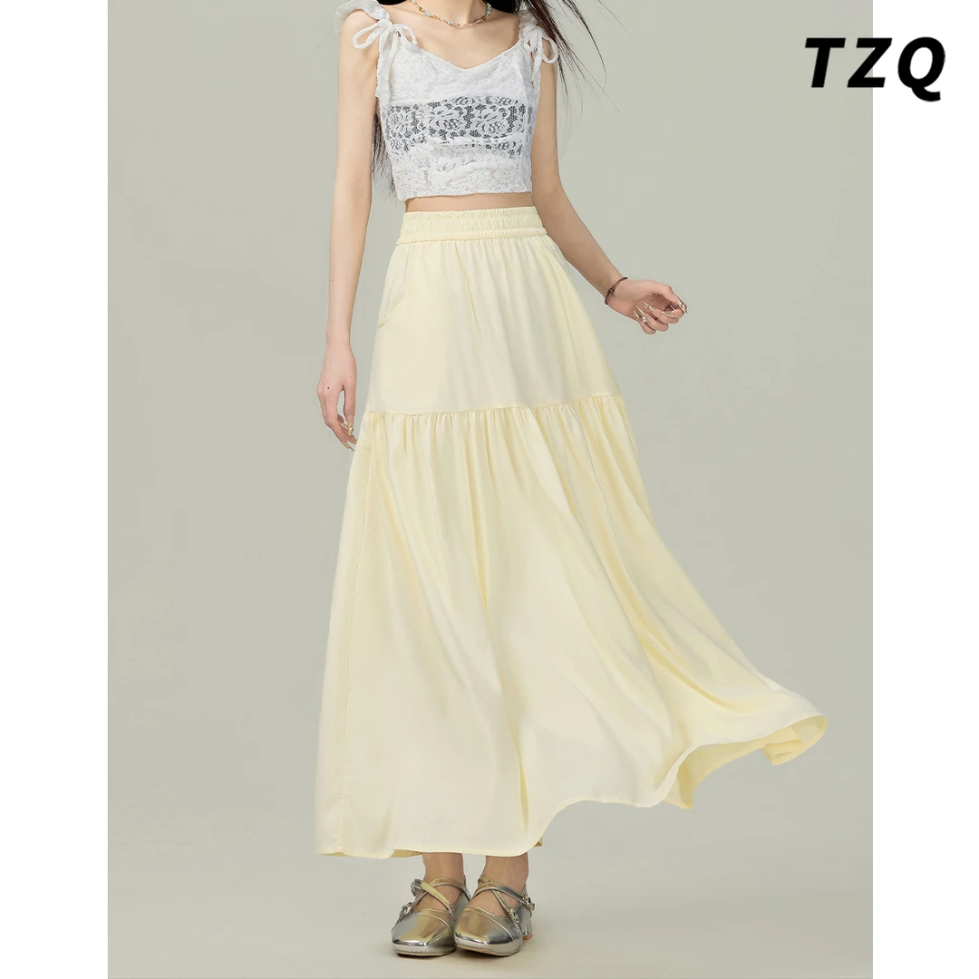 爆款设计感半身裙女夏2025新款大摆百搭中长裙蓬蛋糕裙TZQ2541132