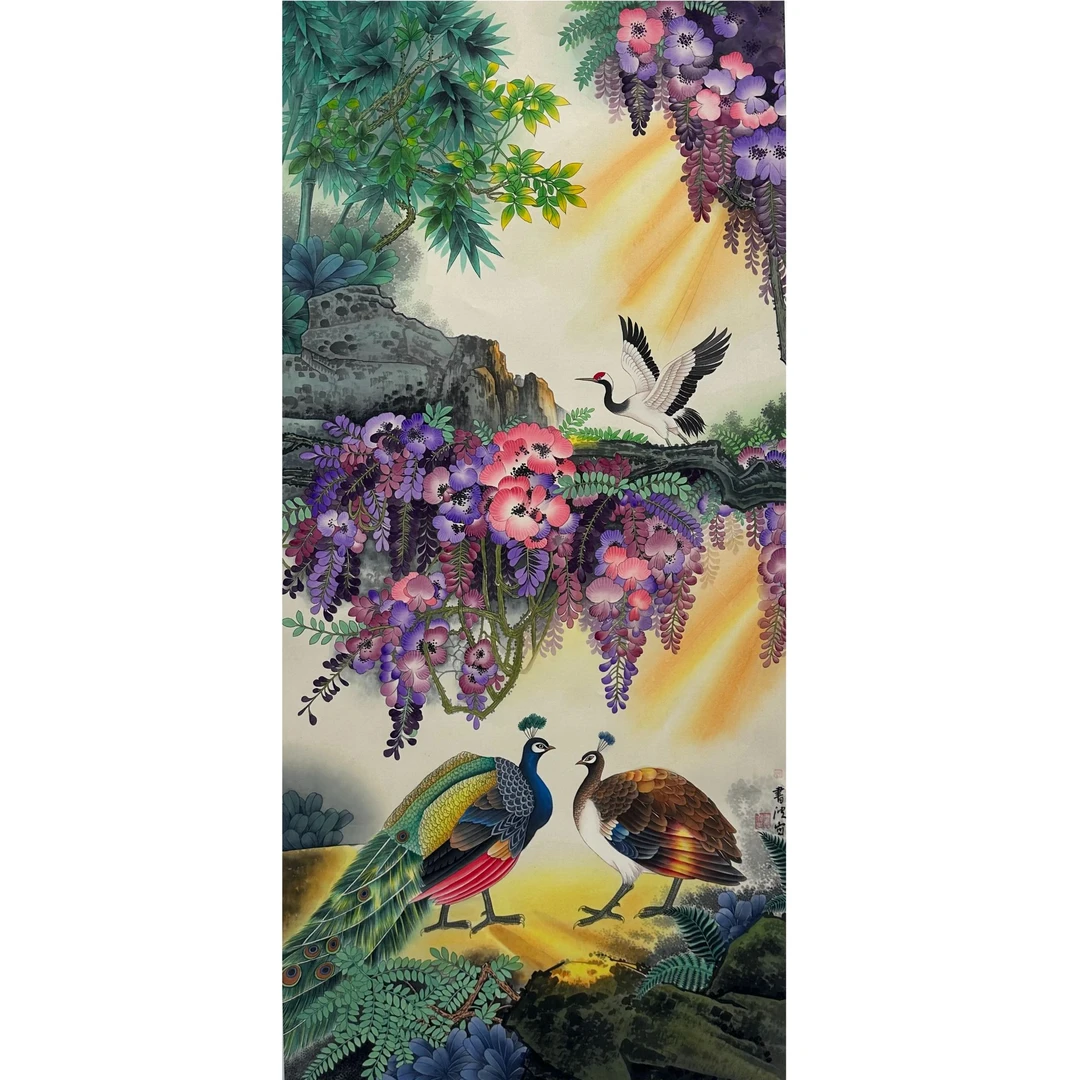 戴总专属——邢书波老师8平尺山水作品（葡萄丝绢）