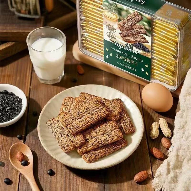 金语芝麻谷物饼干328g独立包装中秋礼盒下午茶咖啡小桃上上签饼干