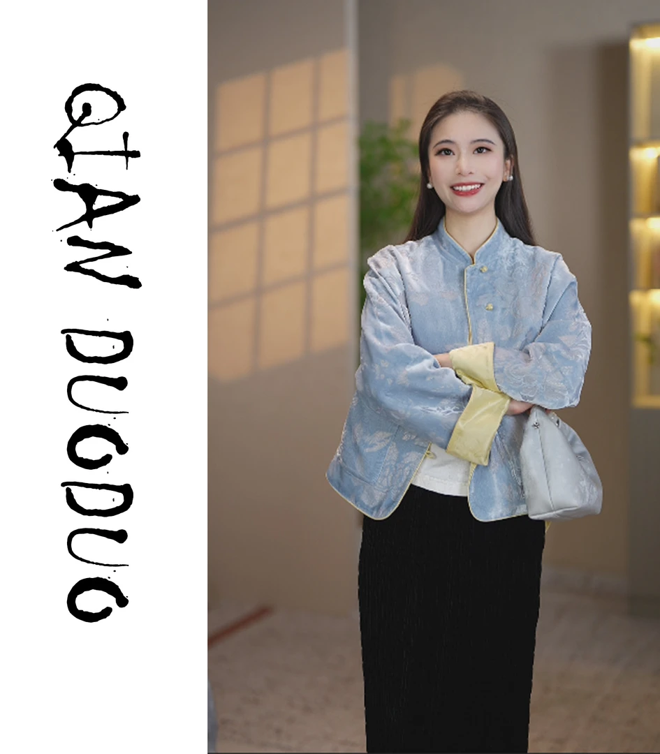 锦丝院【天空之境】新款桑蚕丝绒设计师款提花外套WTC67181008