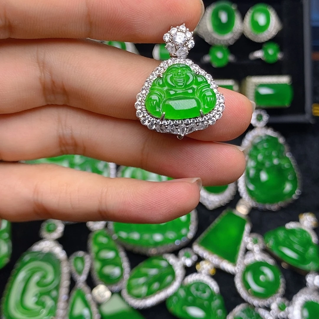 翡翠银S925镶嵌吊坠(赠链)吊坠