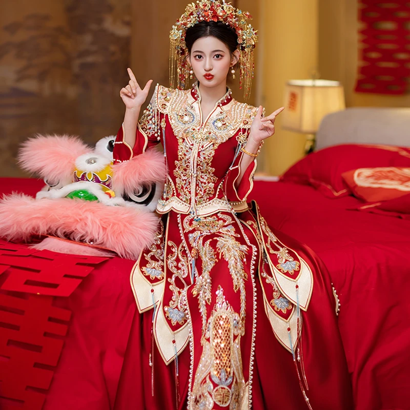 重工奢华秀禾服2025新款新娘中式嫁衣高端出阁服修身显瘦小个子女