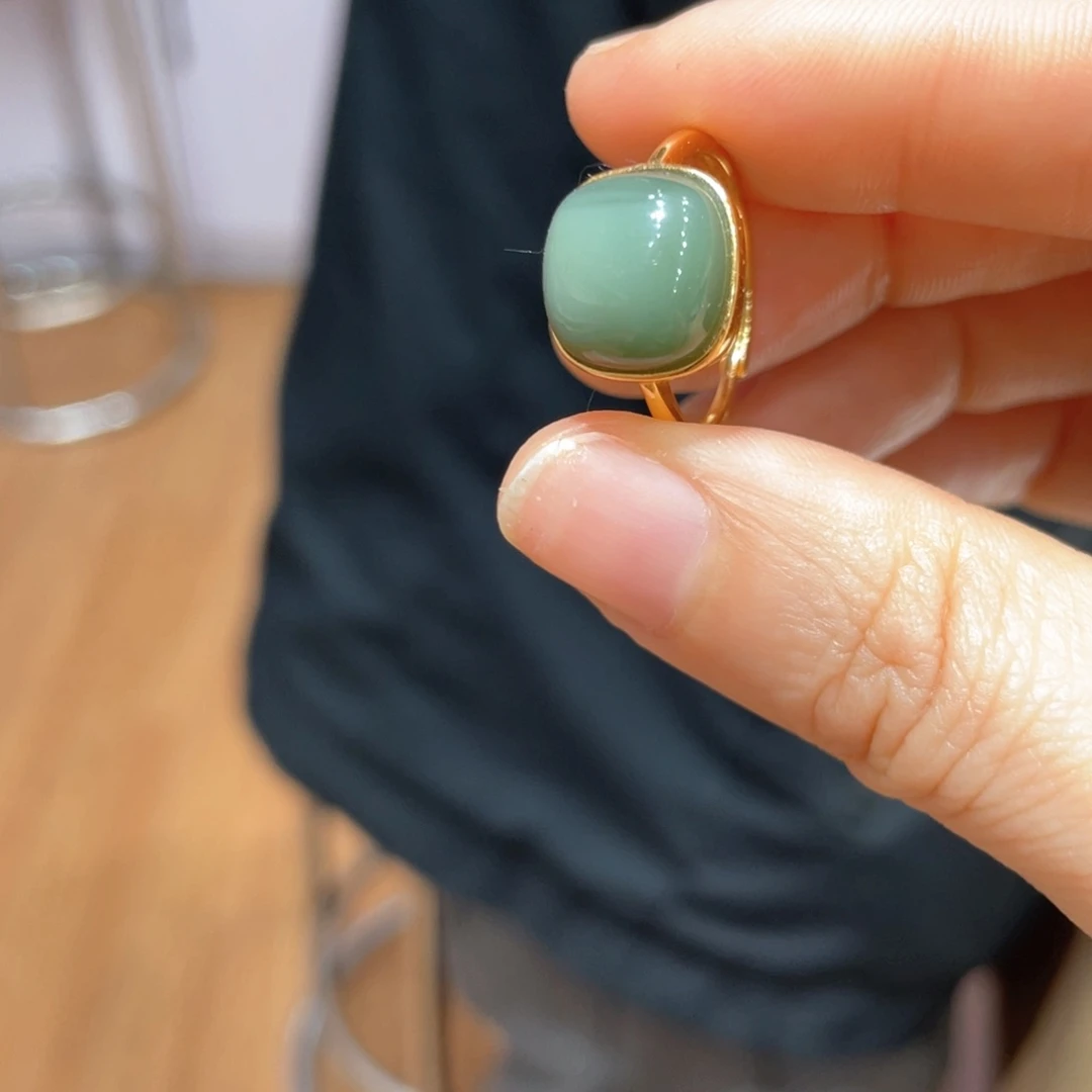 和田玉戒指银S925镶嵌