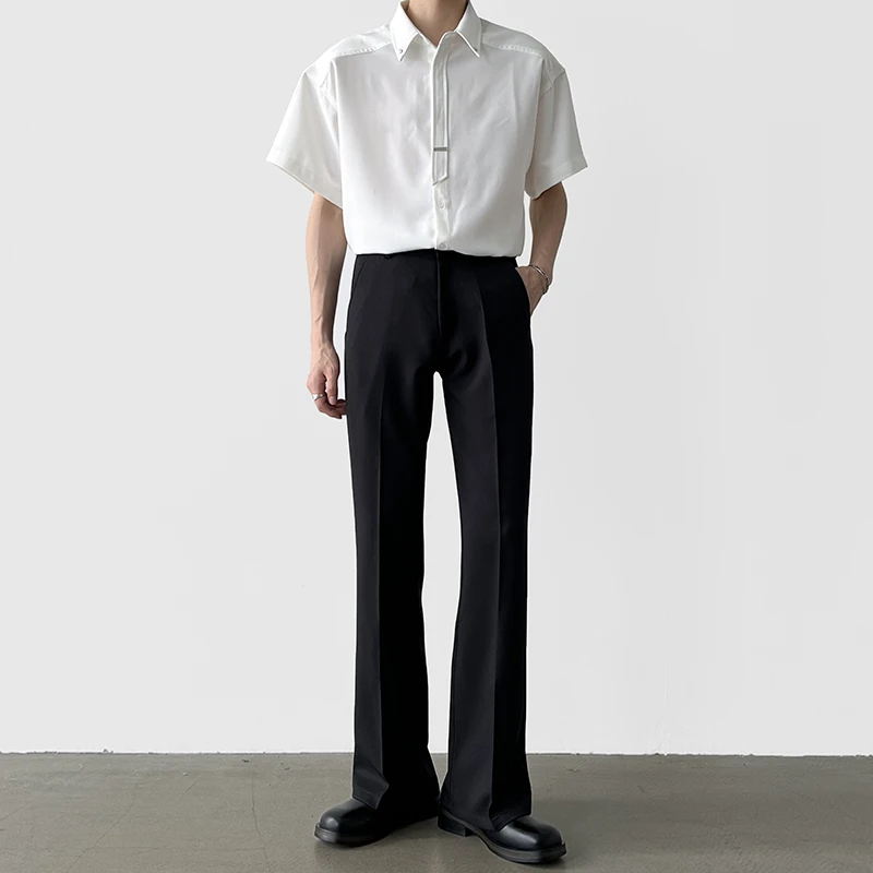 A6 studio韩系休闲西装裤男秋季2025新款微喇西裤高级感痞帅男
