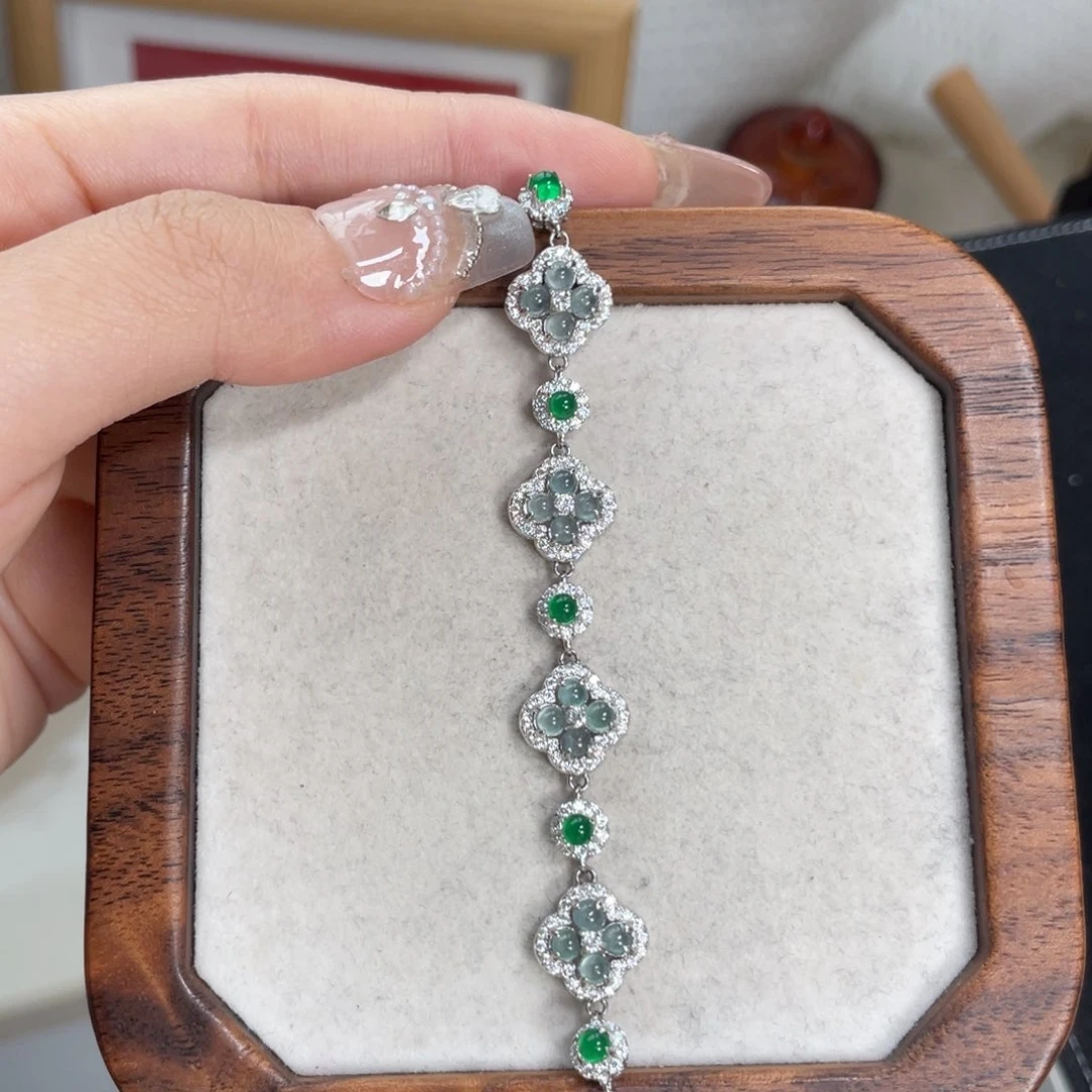 翡翠手链银S925镶嵌35888