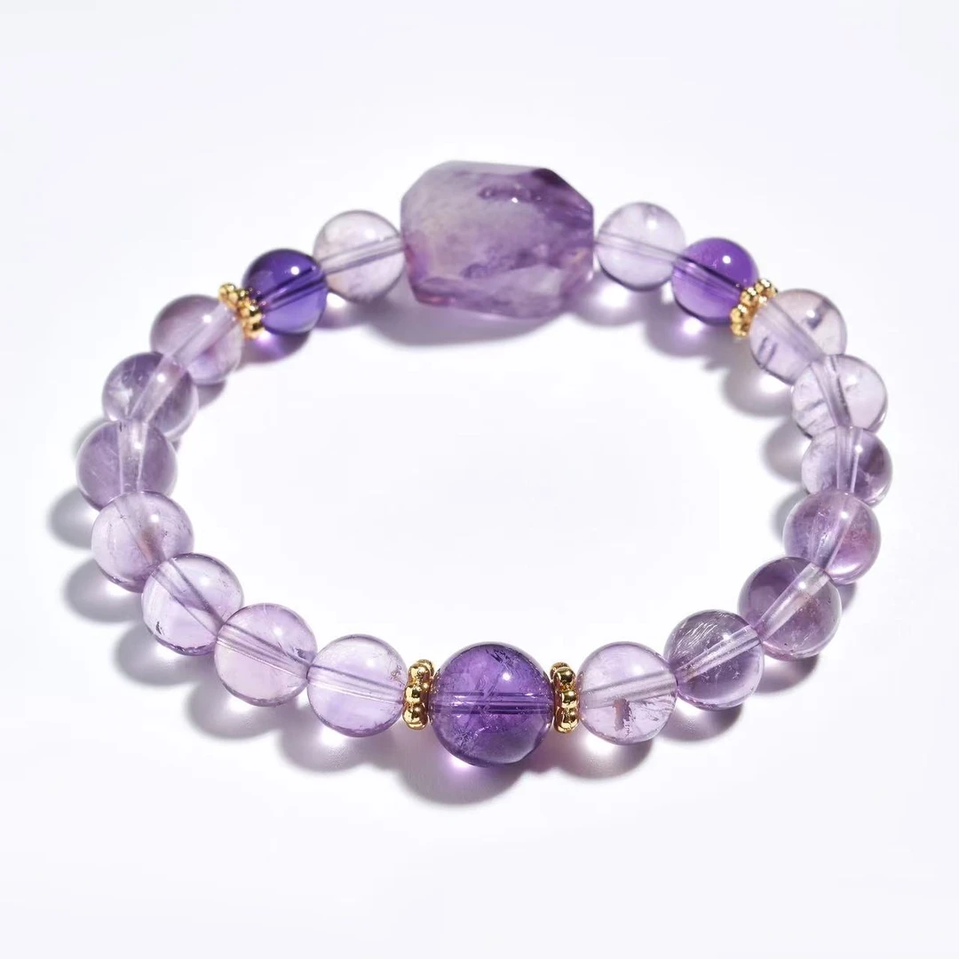 【九紫水晶婆】 紫水晶原切原石✖️紫水晶紫晶手串