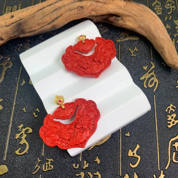 含辰砂工艺品朱砂吊坠-多样性发一-250220001【尺寸约30*39mm】