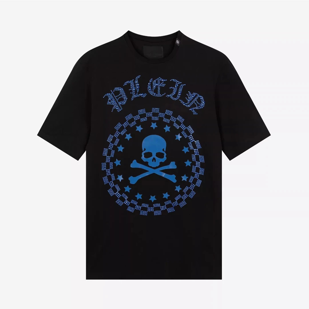 PHILIPP PLEIN PP骷髅水钻纯棉男短袖T恤P18CMTK2136PJY002N0208