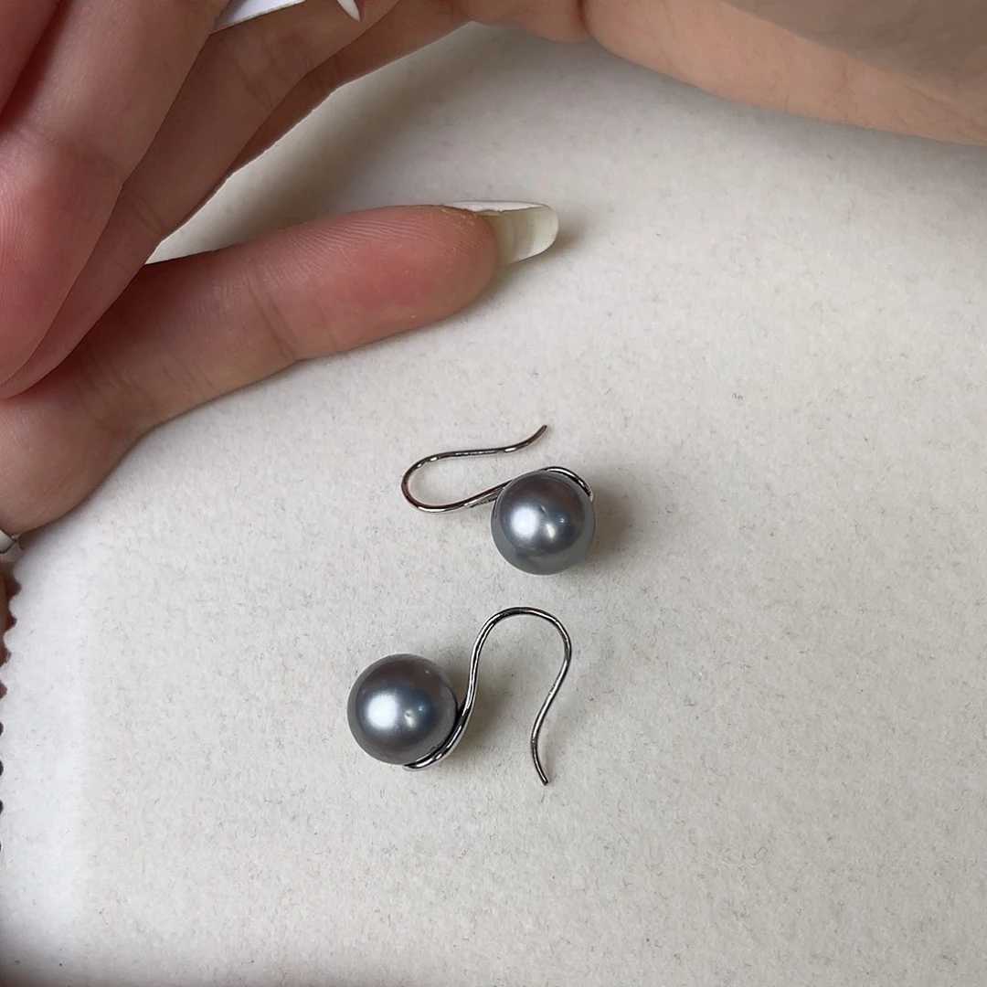 银S925镶嵌耳饰海水珍珠