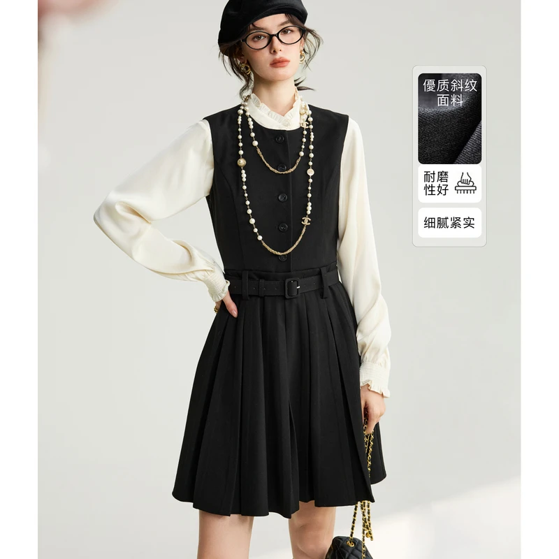 NAGUAGU/南瓜谷【格雷叠搭背心裙】斜纹面料女装连衣裙FY1LQ0436-A