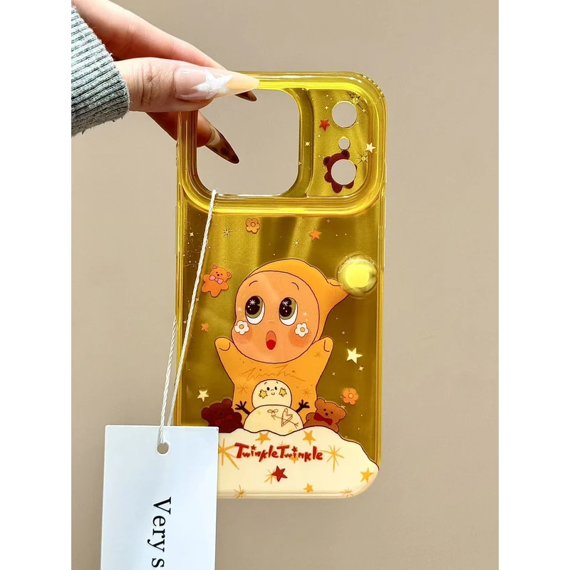 流星纹黄底旋转星星雪人男孩适用苹果17promax手机壳15iphone16