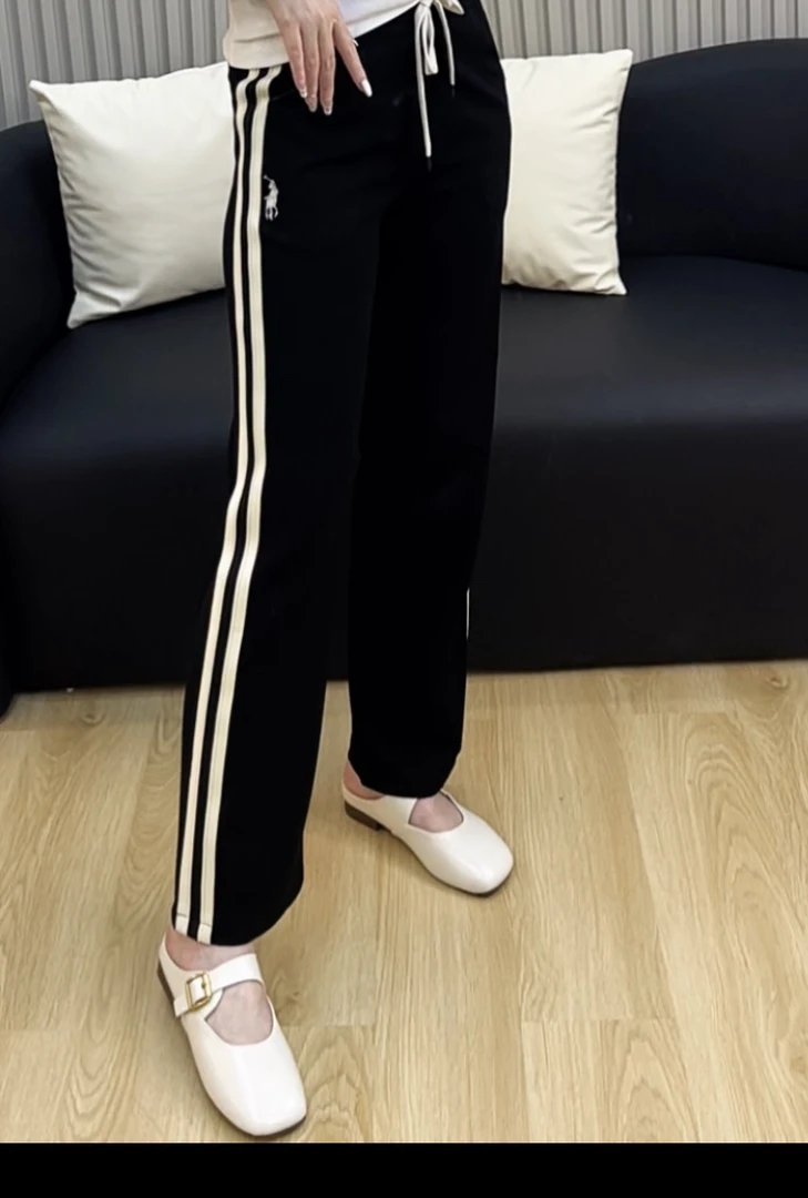 小个子版松紧腰小马刺绣时尚弹力窄版女士直筒裤