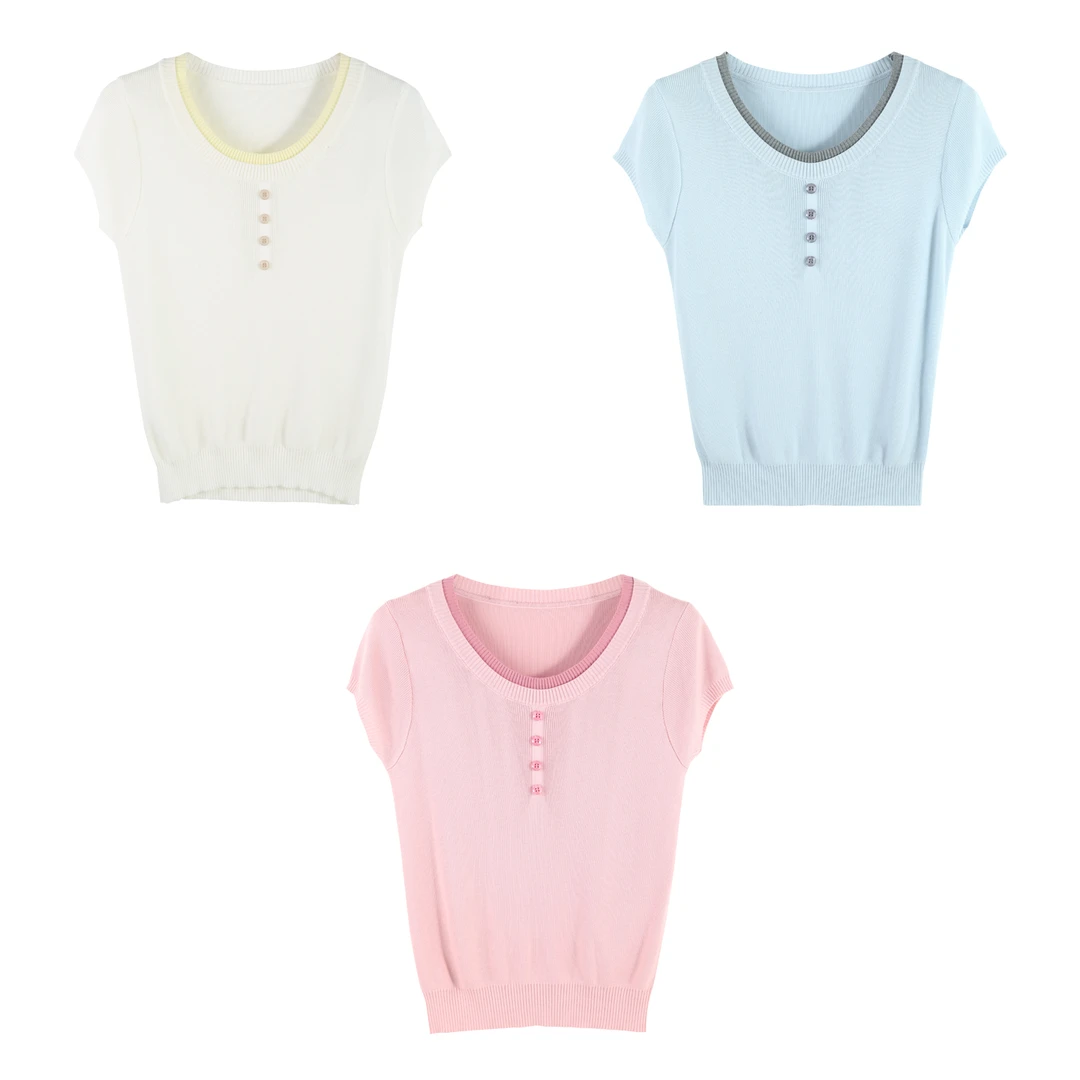 2025夏季新款U型领短袖日常穿搭套头时尚休闲上衣HCZEH917957