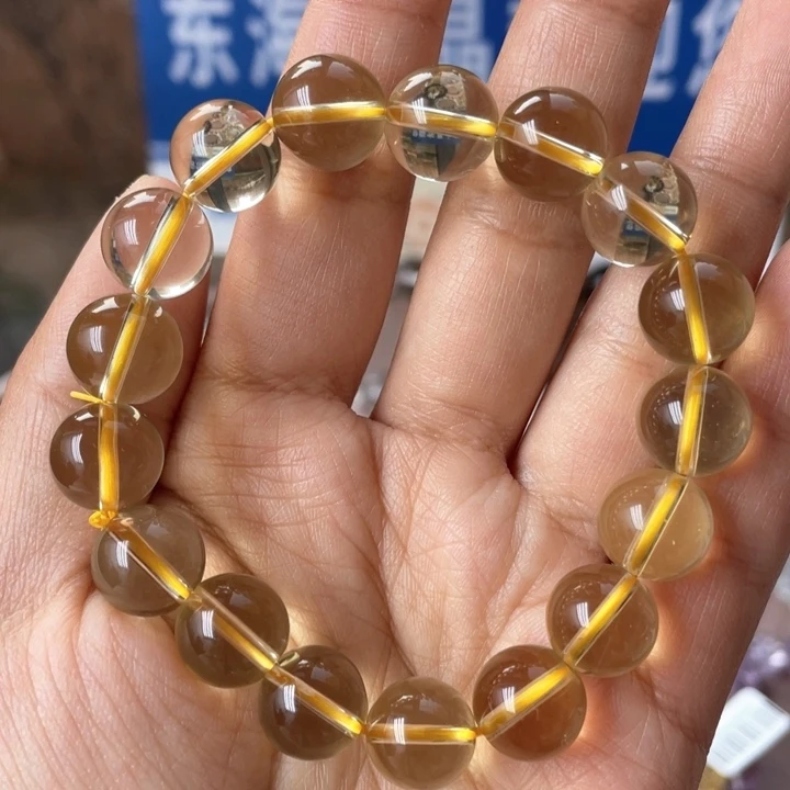 水晶手串未镶嵌纯净体黄水晶