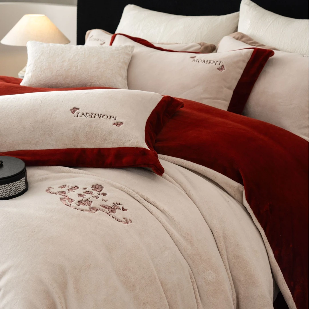 老板娘专属-【云涧】蝴蝶拼角绒四件套