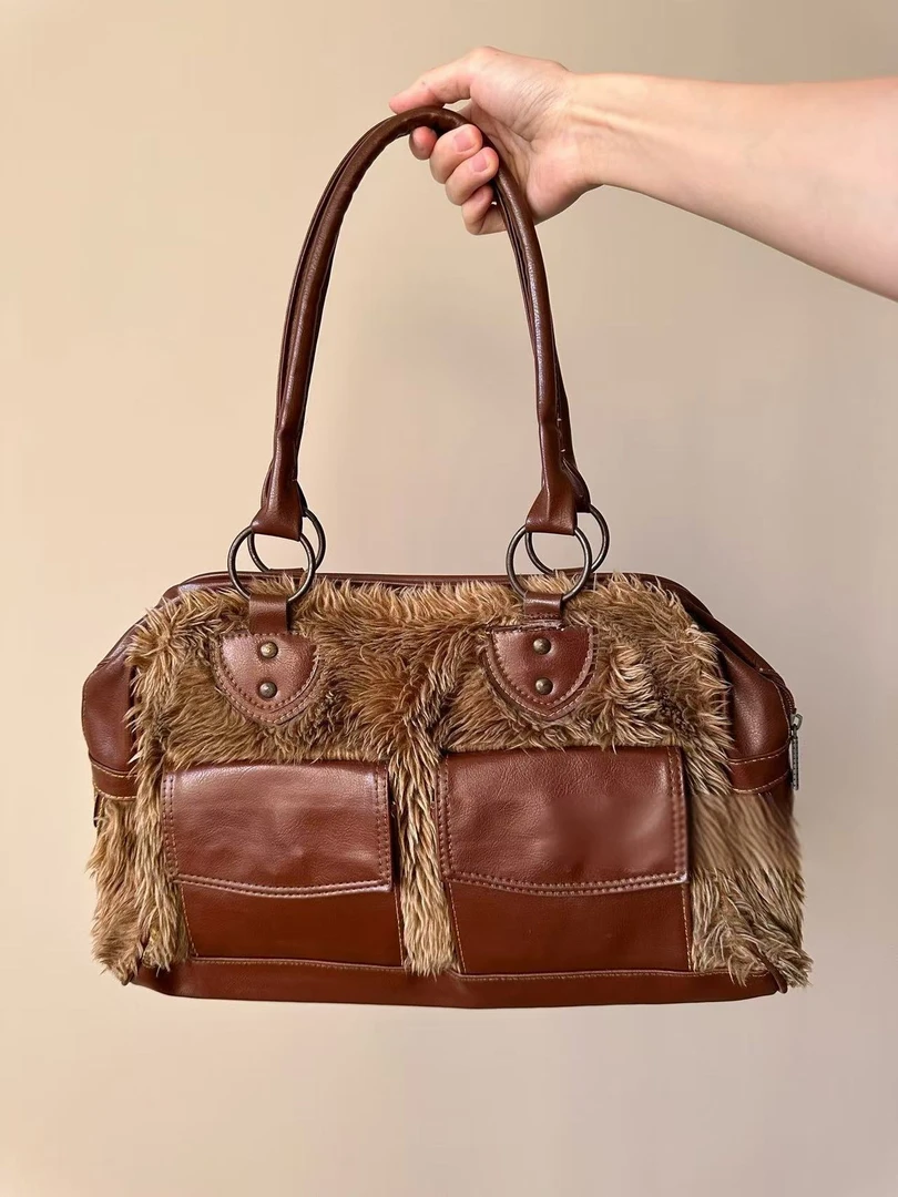 炑火】车缝线单肩复古跨境风潮腋下包无性别风少女风赫本风