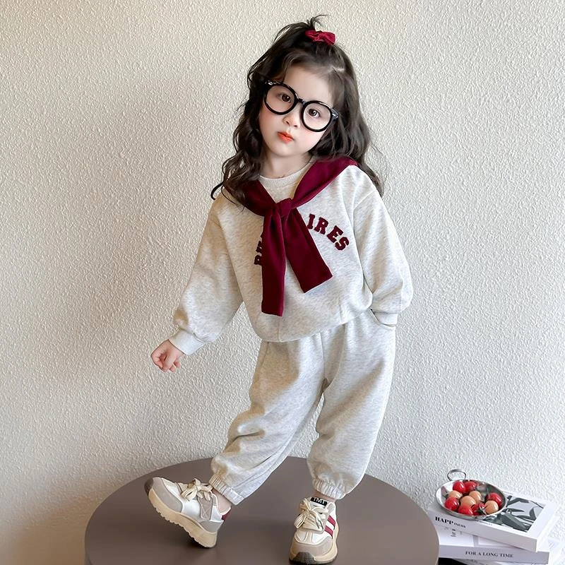 MK&UR.BV女童厚恤套装秋季2025新款儿童时髦秋装三岁女宝宝两件套