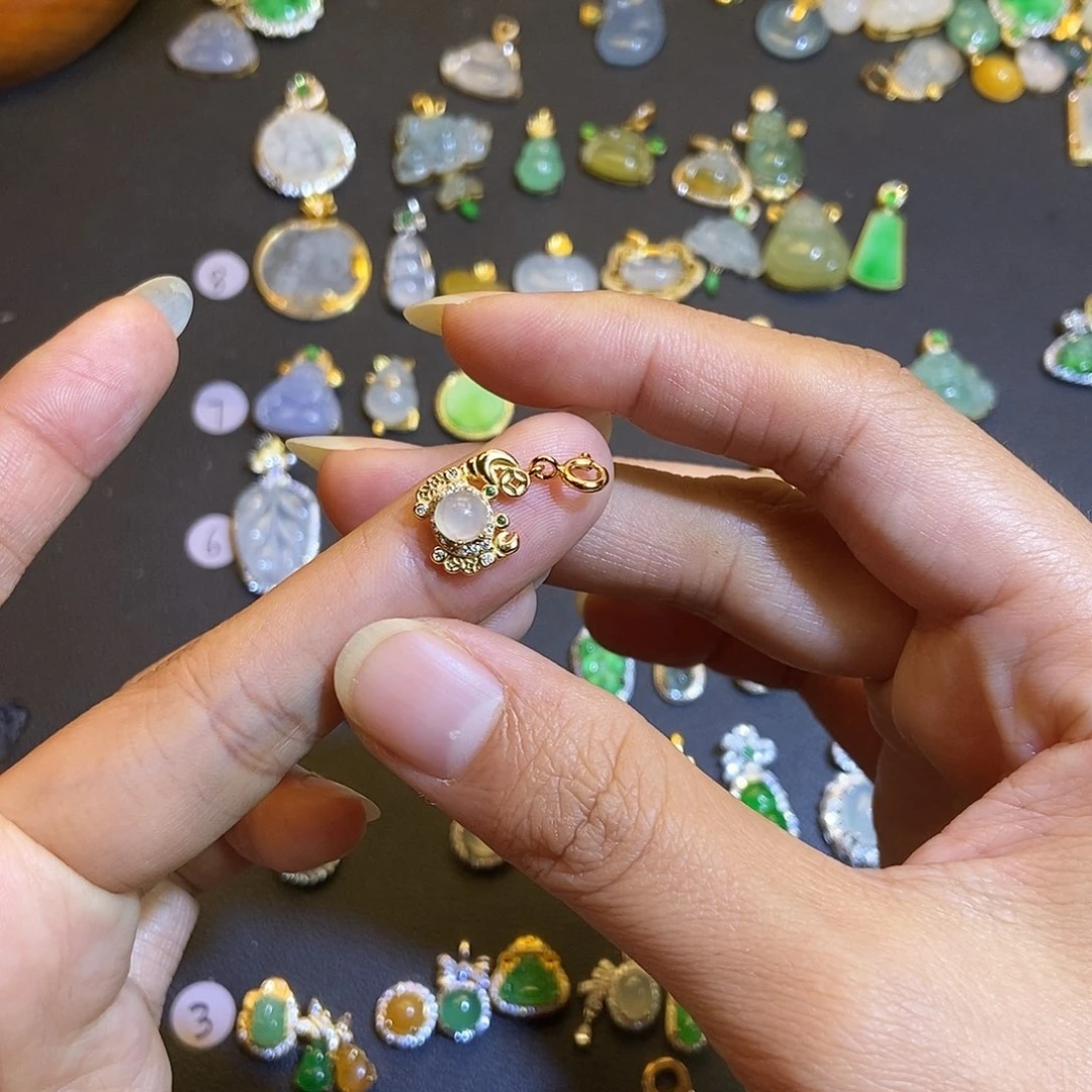 翡翠银S925镶嵌吊坠(不含链)