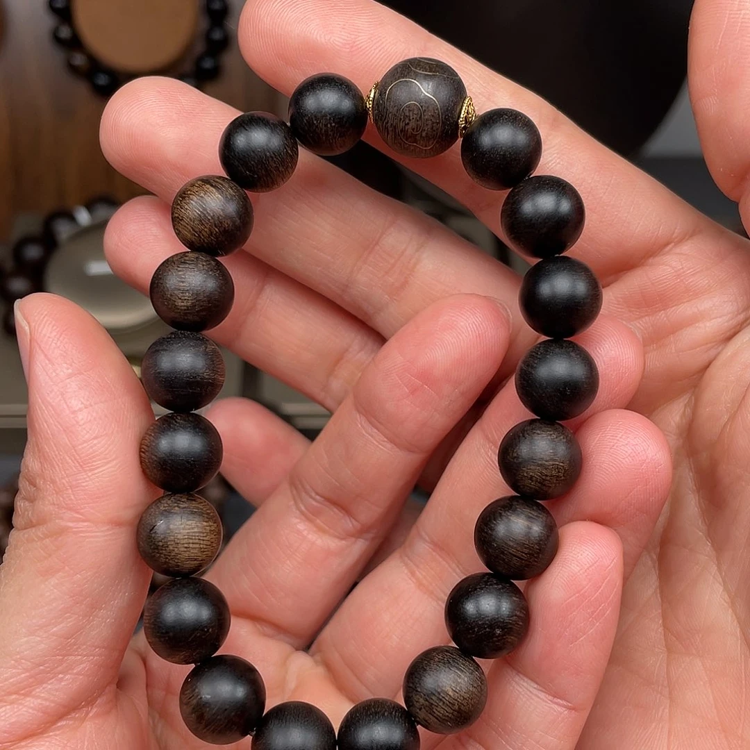 沉香手串越南芽庄白棋1.0雷击瘤疤