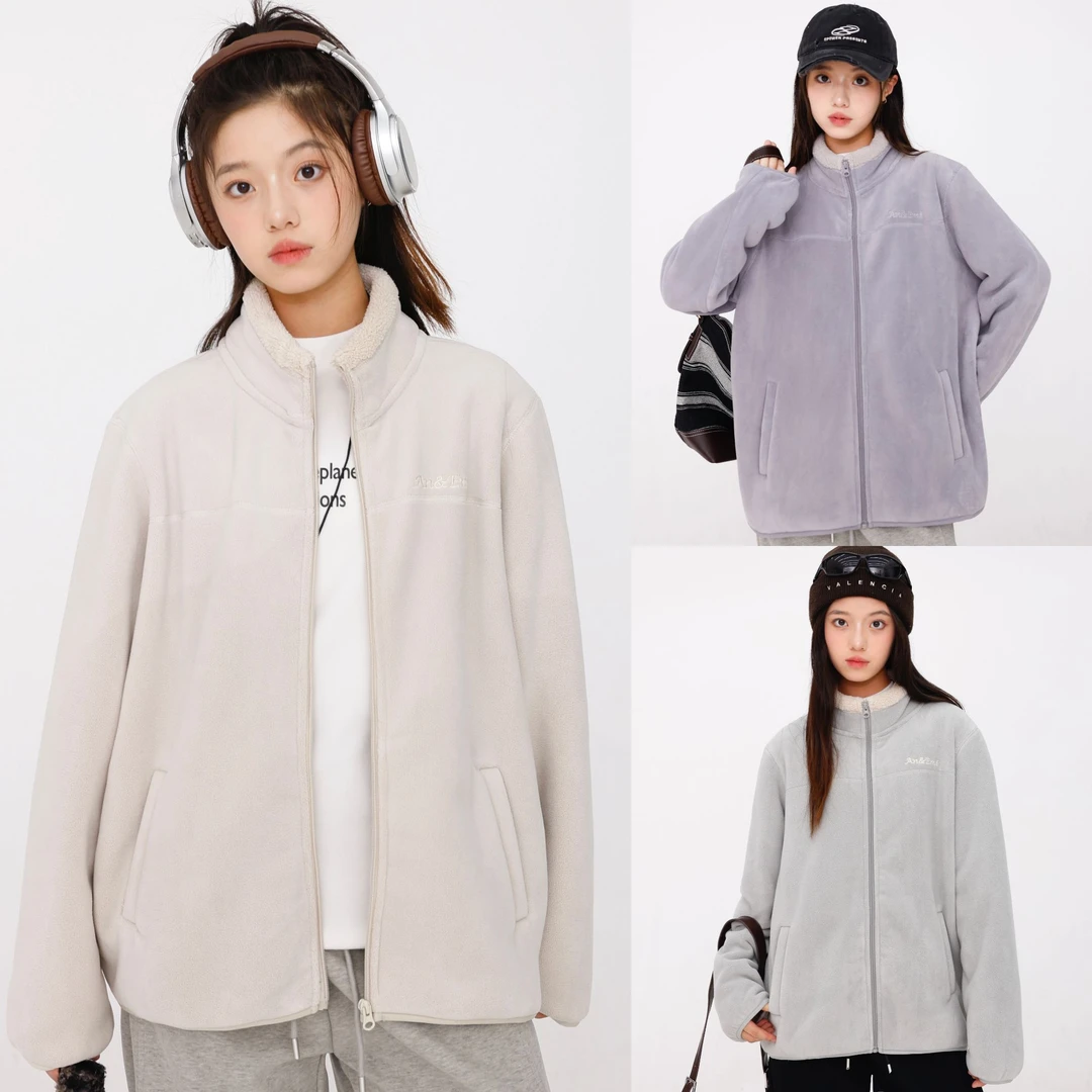 【校服神器】女大童秋的季新款百搭休闲保暖外套纯色加绒宽松学生