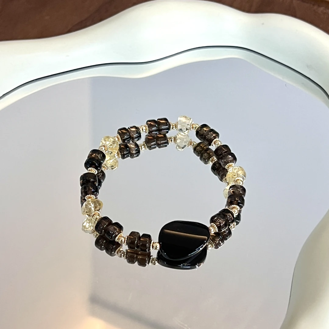 〖冰拿铁〗LL1258茶晶黄水晶手链多样性发一